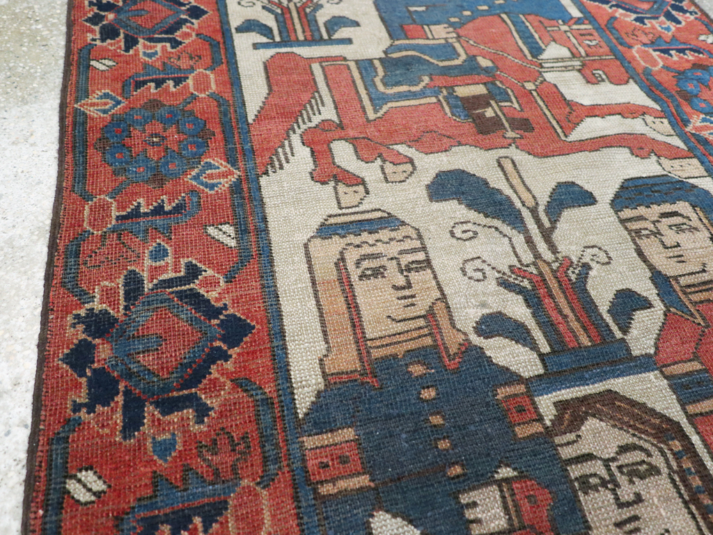 Vintage Persian Bakhtiari Pictorial Throw Rug, No.25872 - Galerie Shabab
