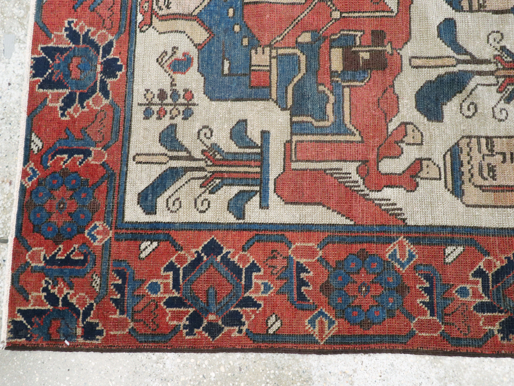 Vintage Persian Bakhtiari Pictorial Throw Rug, No.25872 - Galerie Shabab