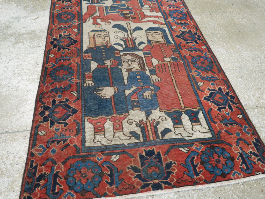 Vintage Persian Bakhtiari Pictorial Throw Rug, No.25872 - Galerie Shabab