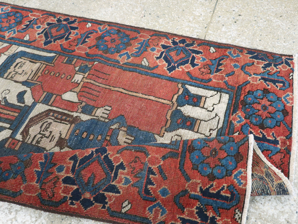 Vintage Persian Bakhtiari Pictorial Throw Rug, No.25872 - Galerie Shabab