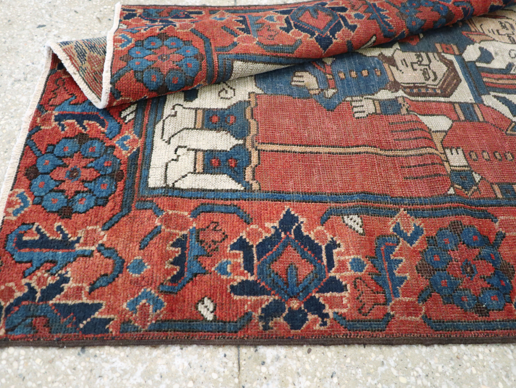 Vintage Persian Bakhtiari Pictorial Throw Rug, No.25872 - Galerie Shabab