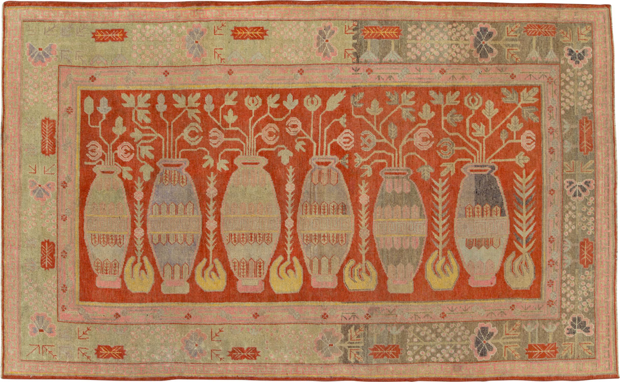 Vintage East Turkestan Khotan Pictorial Rug, No.25875 - Galerie Shabab