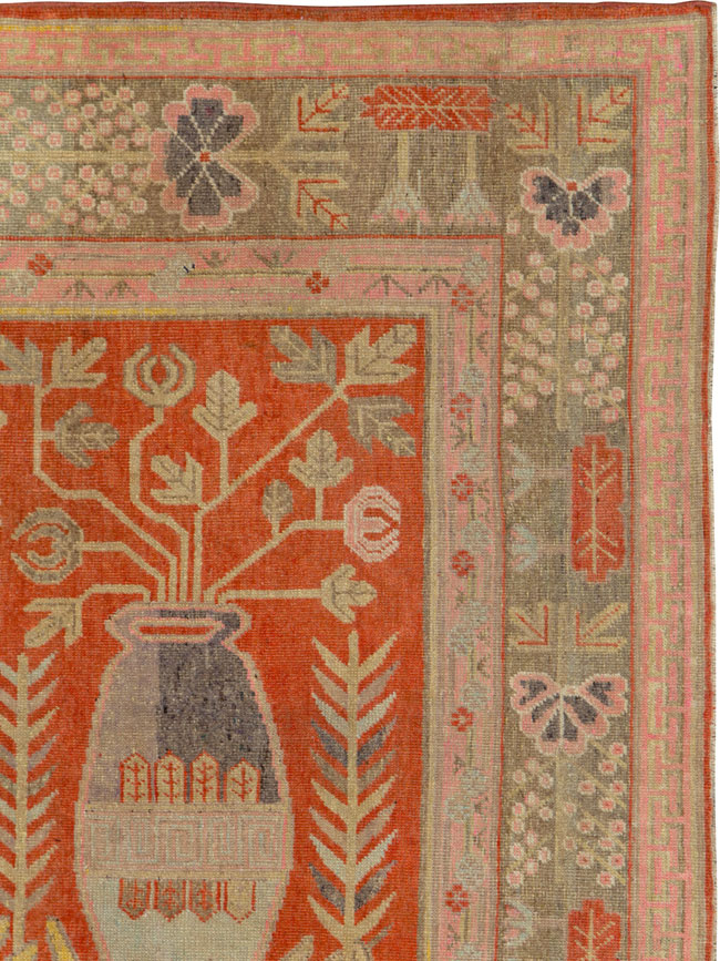 Vintage East Turkestan Khotan Pictorial Rug, No.25875 - Galerie Shabab