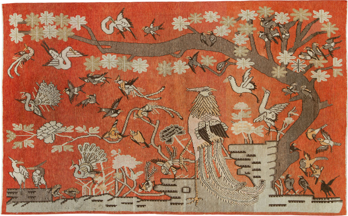 Vintage East Turkestan Khotan Pictorial Rug, No.25876 - Galerie Shabab