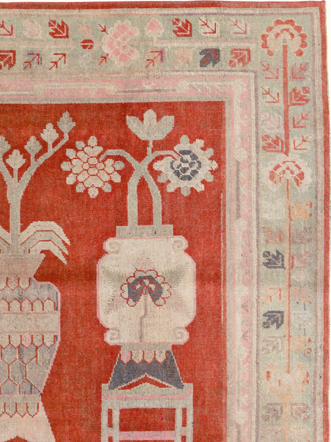 Vintage East Turkestan Khotan Pictorial Rug, No.25881 - Galerie Shabab