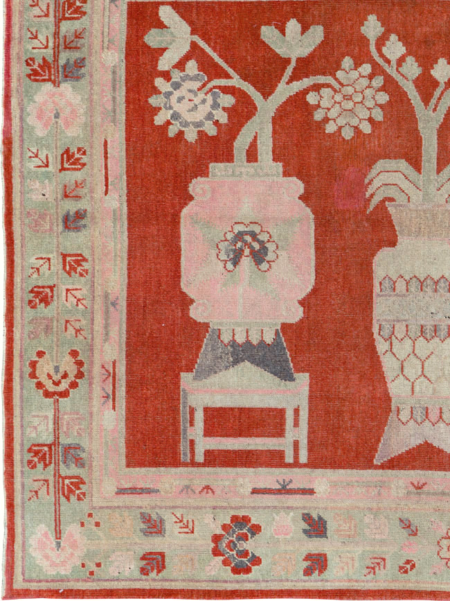 Vintage East Turkestan Khotan Pictorial Rug, No.25881 - Galerie Shabab