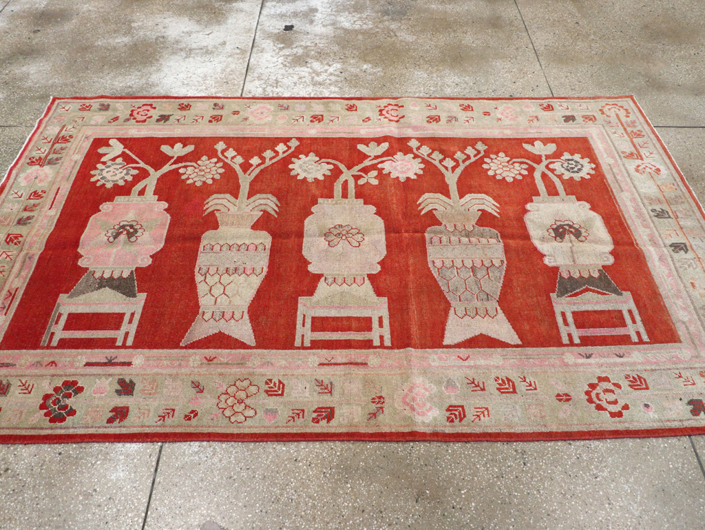 Vintage East Turkestan Khotan Pictorial Rug, No.25881 - Galerie Shabab