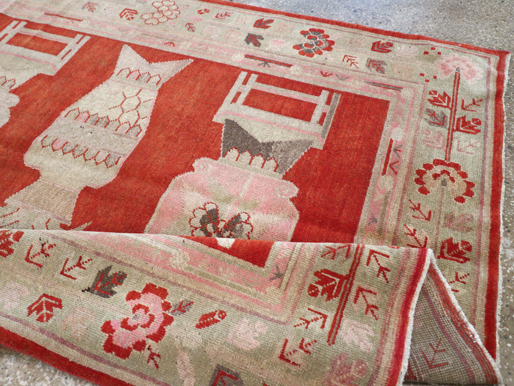 Vintage East Turkestan Khotan Pictorial Rug, No.25881 - Galerie Shabab