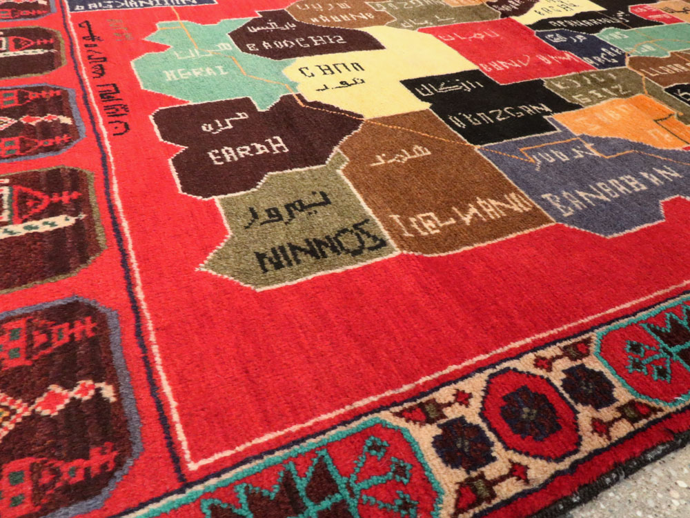 Vintage Afghan Map Rug, No.25886 - Galerie Shabab