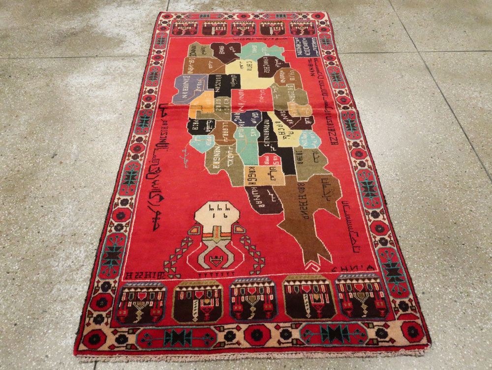 Vintage Afghan Map Rug, No.25886 - Galerie Shabab