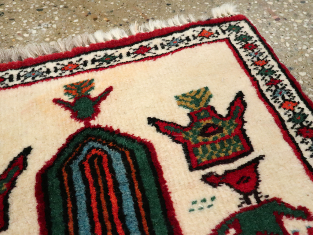 Vintage Persian Pictorial Baluch rug, No.25887 - Galerie Shabab