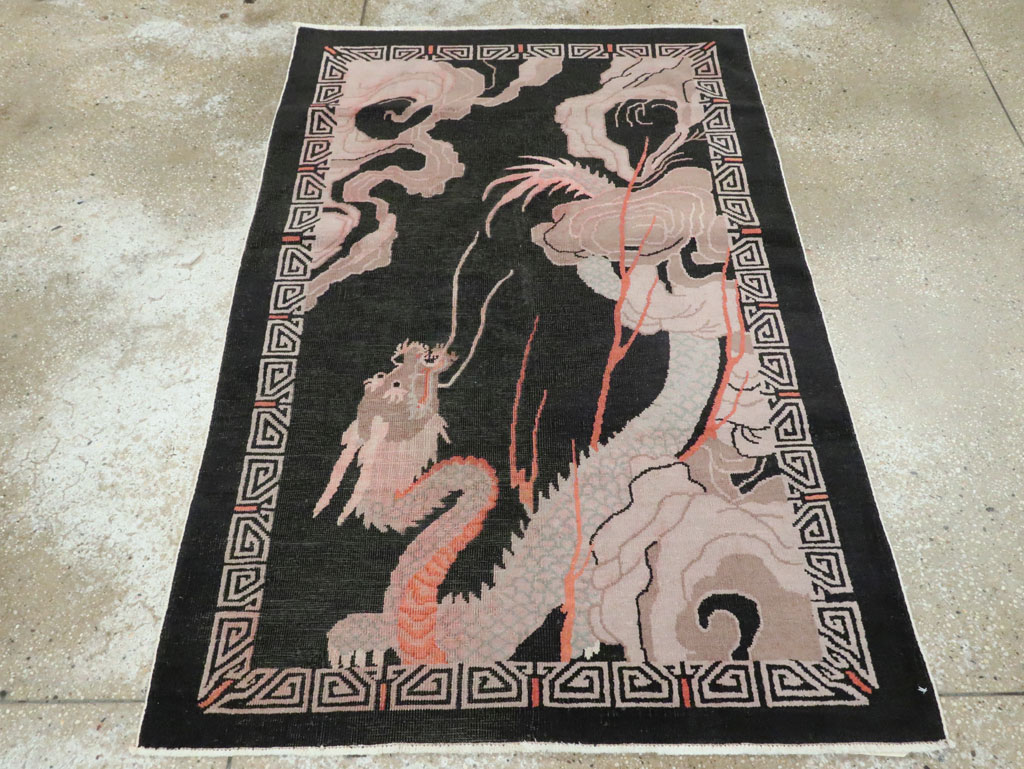 Vintage Chinese Deco Rug, No.25897 - Galerie Shabab
