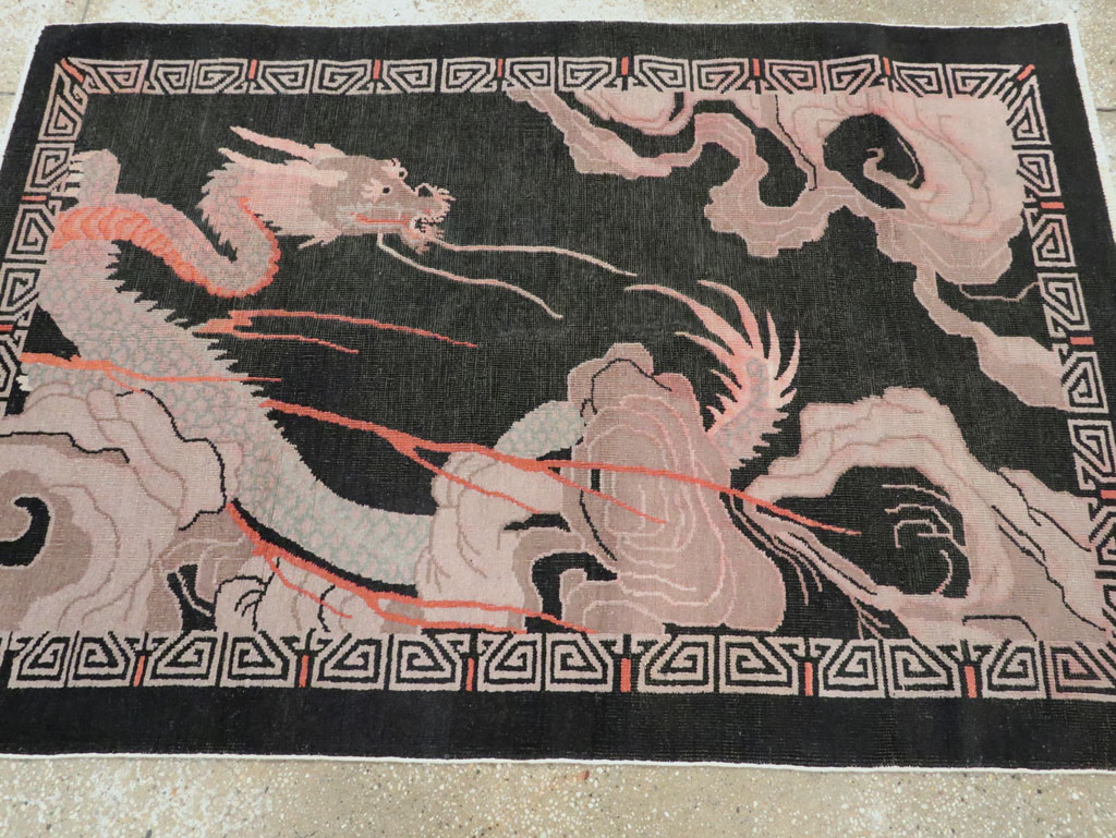 Vintage Chinese Deco Rug, No.25897 - Galerie Shabab