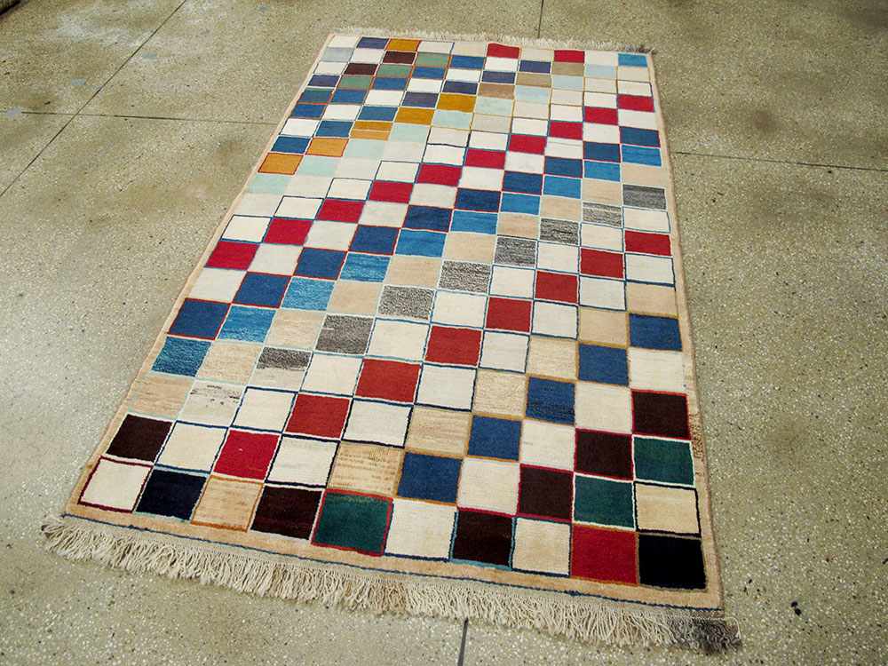 Vintage Persian Gabbeh Deco Rug, No.25950 - Galerie Shabab