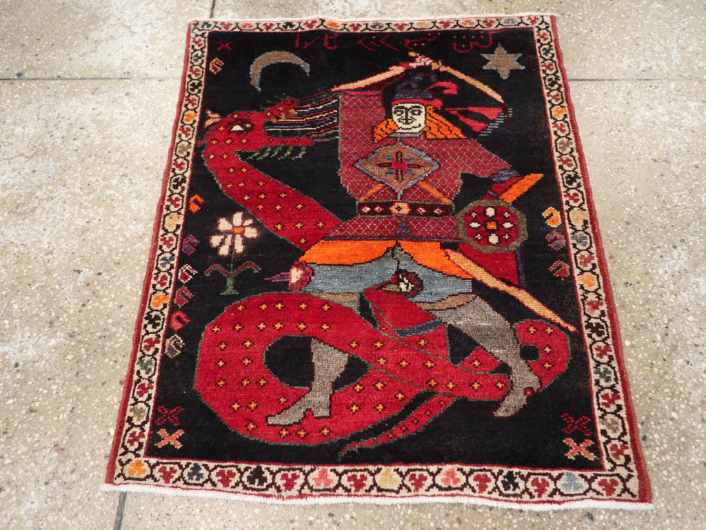 Vintage Persian Pictorial Hamadan Rug, No.25979 - Galerie Shabab