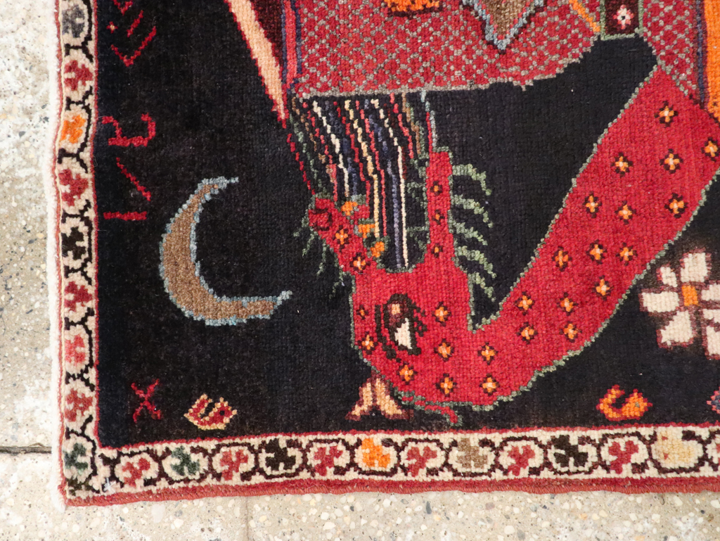 Vintage Persian Pictorial Hamadan Rug, No.25979 - Galerie Shabab