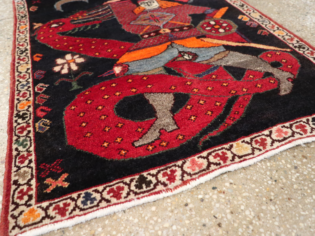 Vintage Persian Pictorial Hamadan Rug, No.25979 - Galerie Shabab