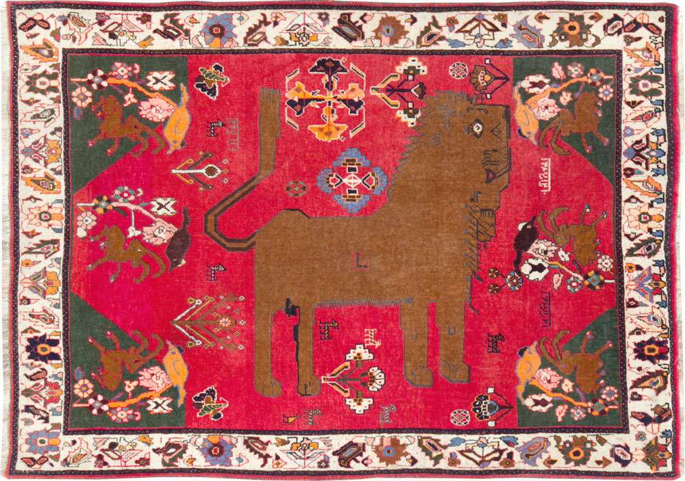 Vintage Persian Pictorial Shiraz Rug, No.25985 - Galerie Shabab