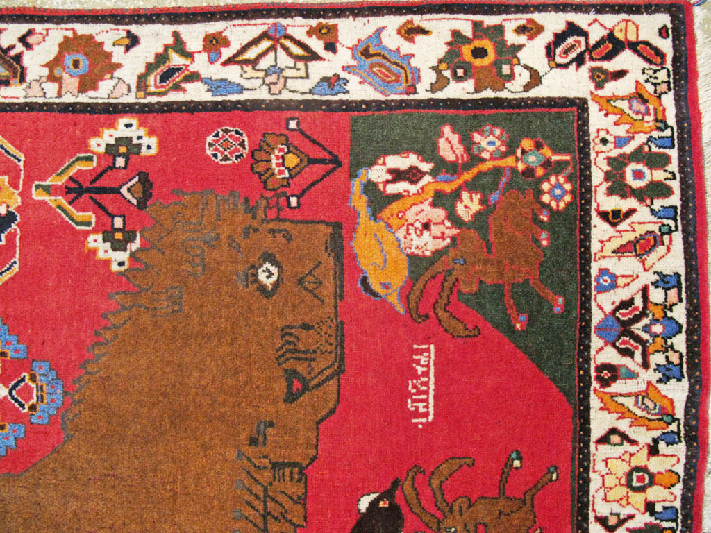 Vintage Persian Pictorial Shiraz Rug, No.25985 - Galerie Shabab