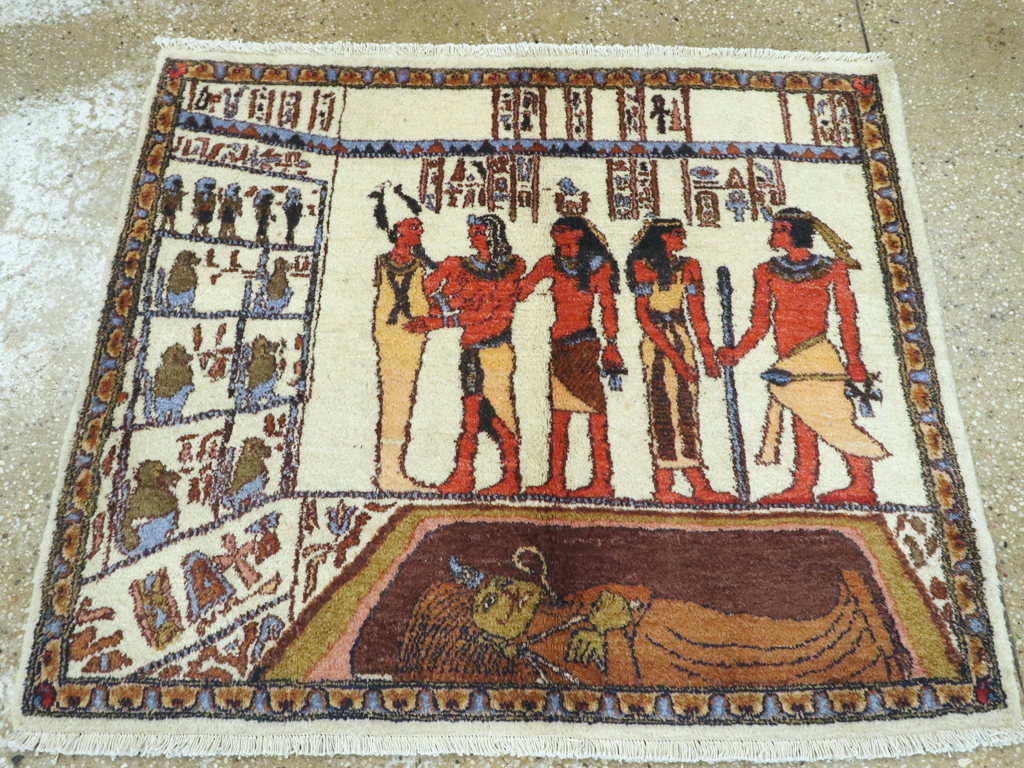 Vintage Egyptian Pictorial Rug, No.25998 - Galerie Shabab