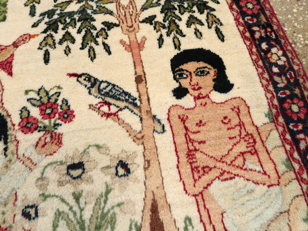 Antique Persian Lavar Kerman Pictorial Rug, No.25999 - Galerie Shabab