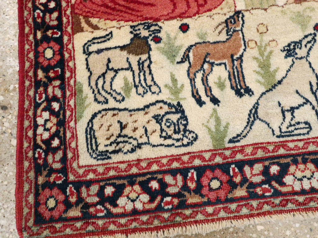 Antique Persian Lavar Kerman Pictorial Rug, No.25999 - Galerie Shabab