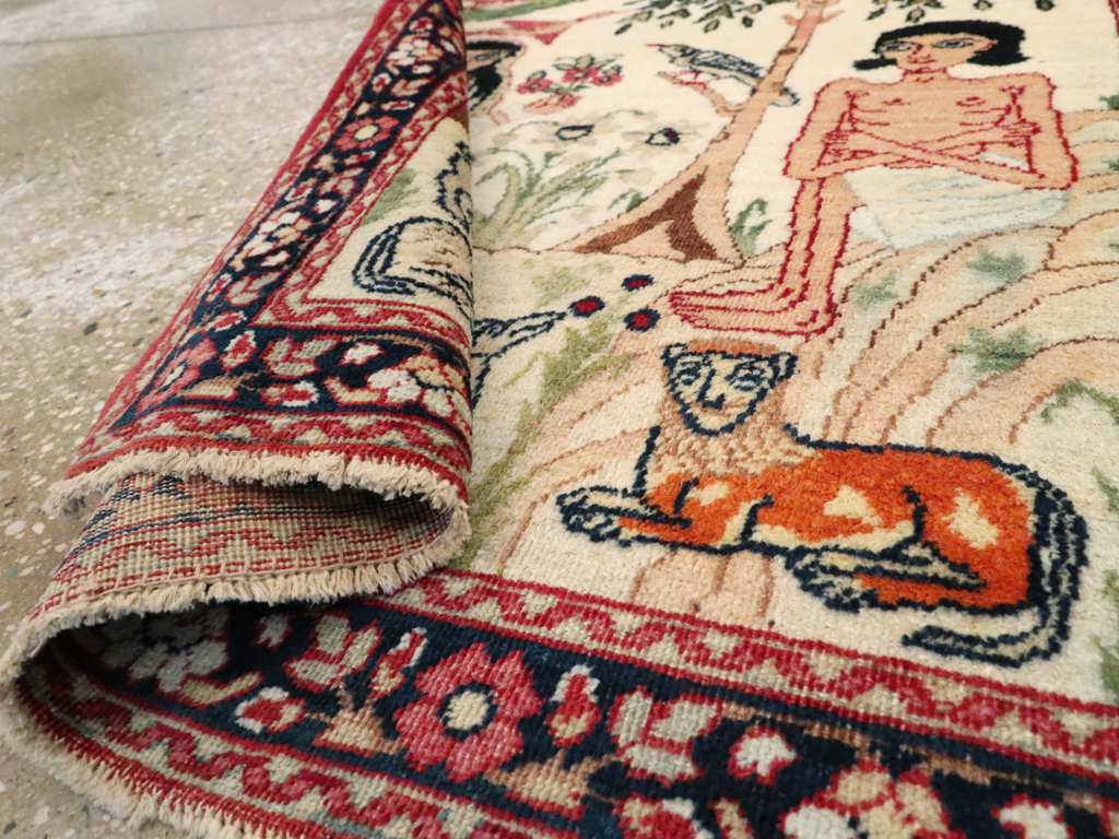 Antique Persian Lavar Kerman Pictorial Rug, No.25999 - Galerie Shabab