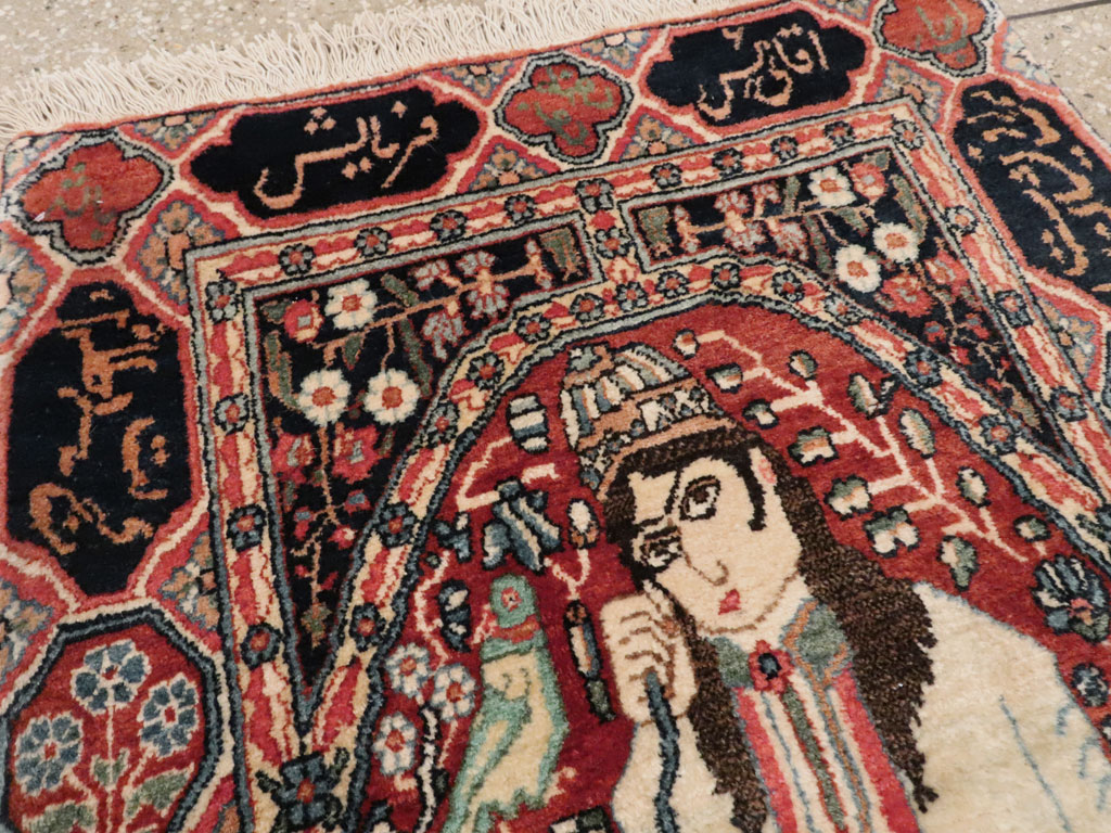 Antique Persian Dabir Kashan Pictorial Rug, No.26002 - Galerie Shabab