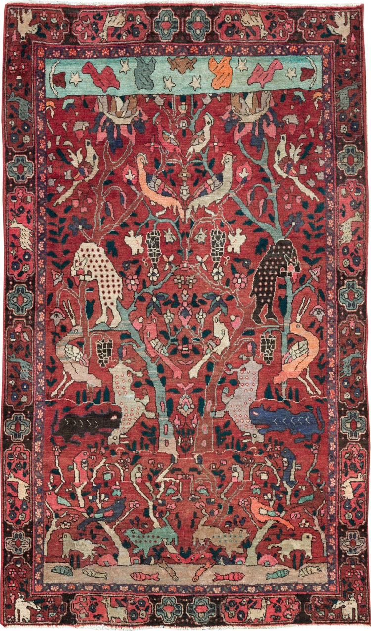 Vintage Persian Tabriz Pictorial Accent Rug, No.26003 - Galerie Shabab