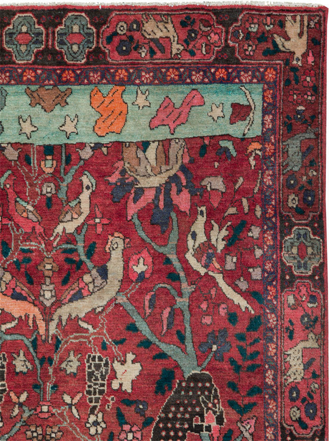 Vintage Persian Tabriz Pictorial Accent Rug, No.26003 - Galerie Shabab