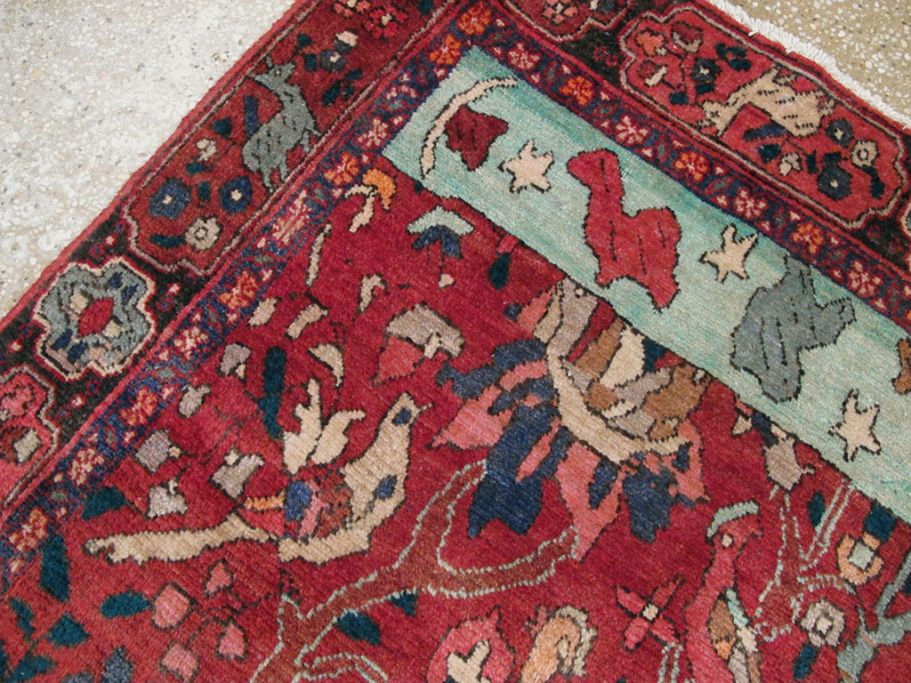 Vintage Persian Tabriz Pictorial Accent Rug, No.26003 - Galerie Shabab