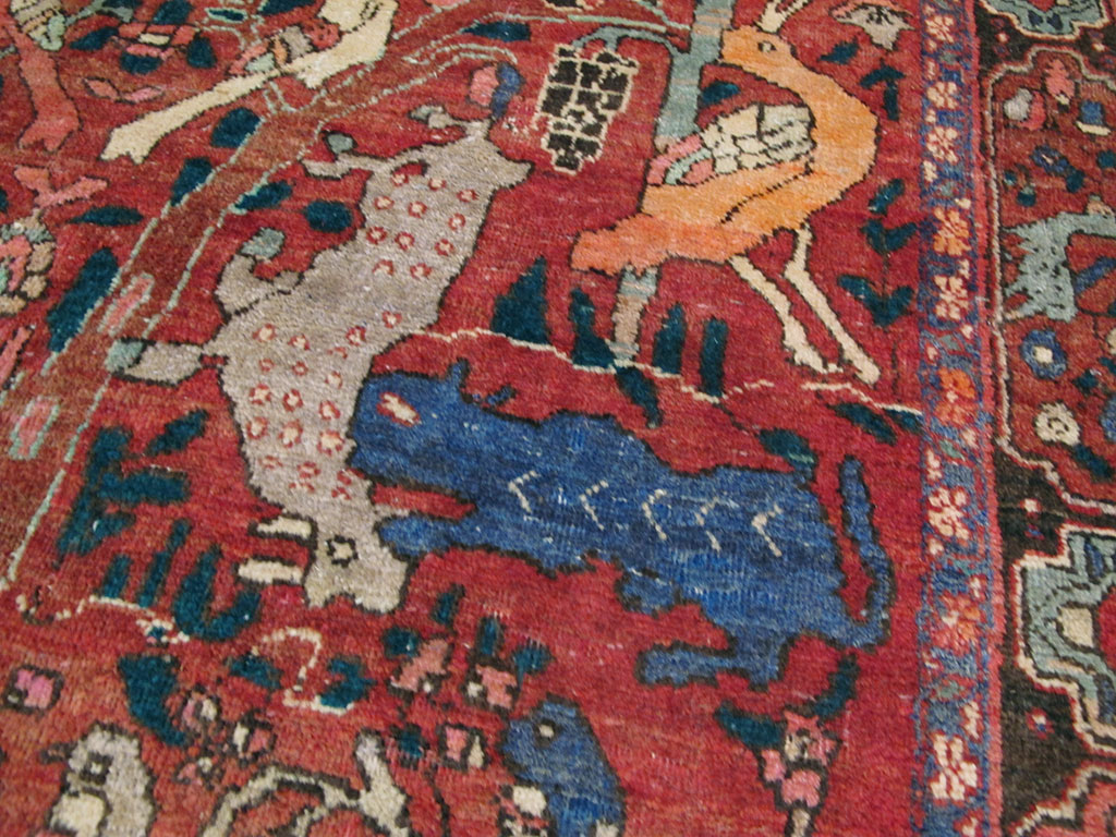 Vintage Persian Tabriz Pictorial Accent Rug, No.26003 - Galerie Shabab