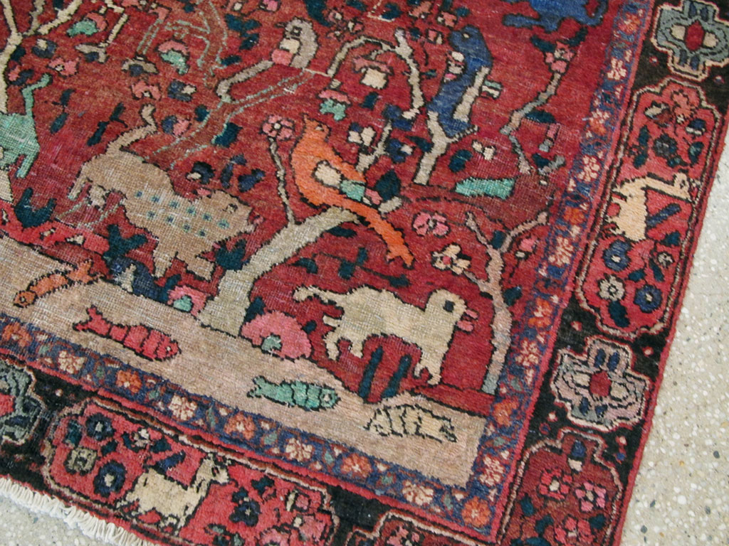 Vintage Persian Tabriz Pictorial Accent Rug, No.26003 - Galerie Shabab
