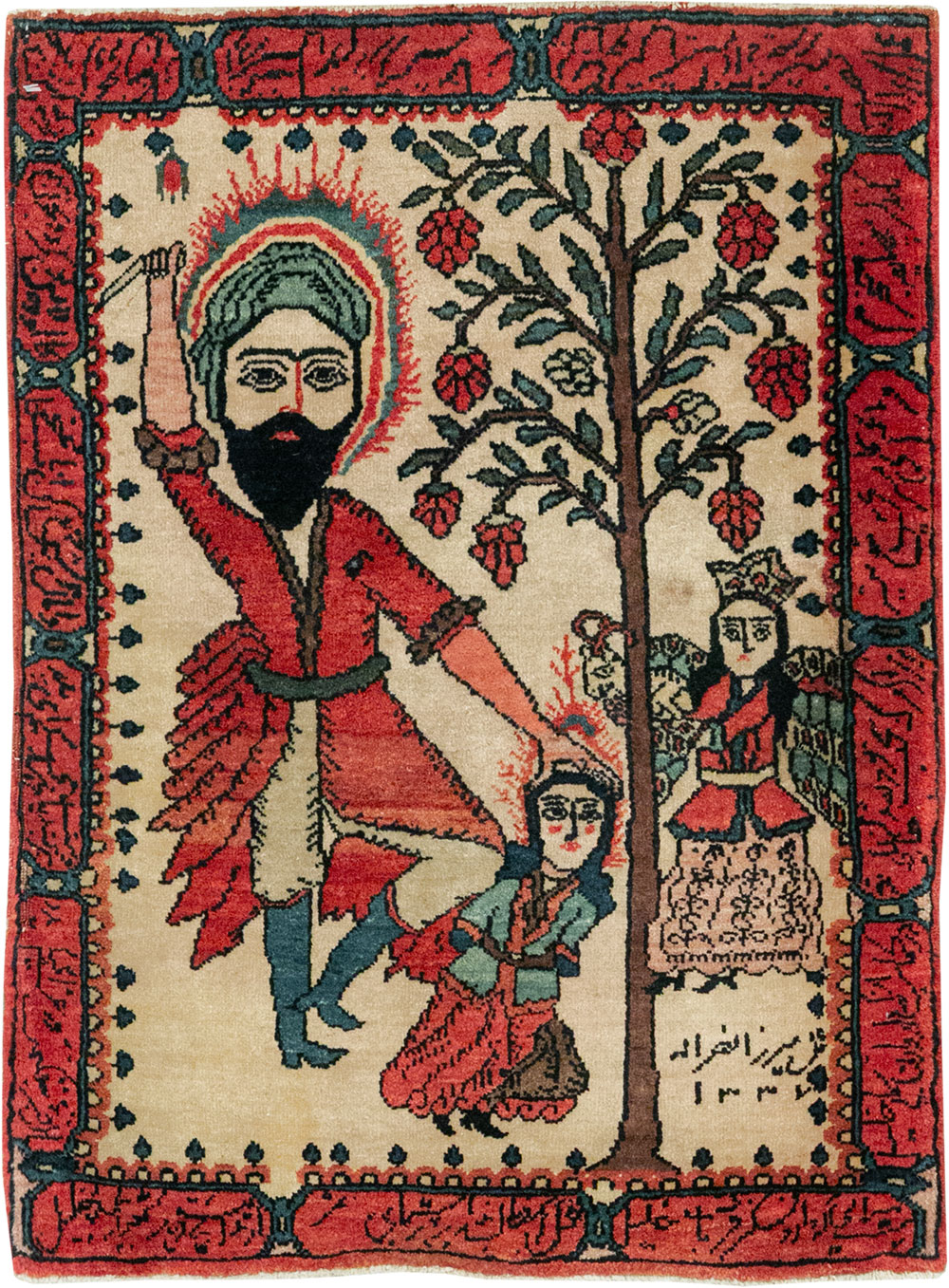 Antique Persian Sarouk Pictorial Rug, No.26006 - Galerie Shabab