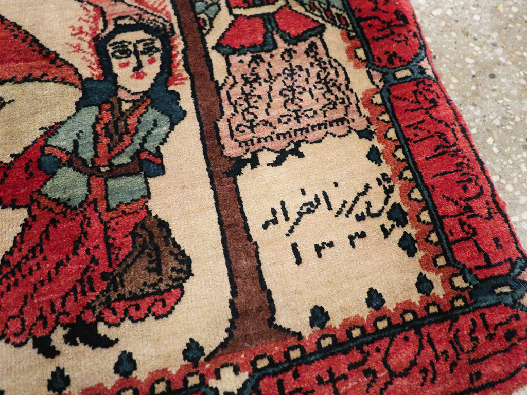 Antique Persian Sarouk Pictorial Rug, No.26006 - Galerie Shabab