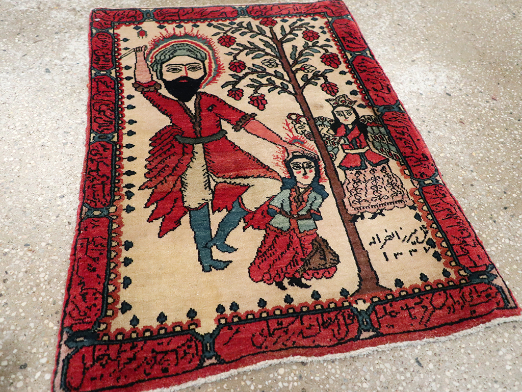 Antique Persian Sarouk Pictorial Rug, No.26006 - Galerie Shabab