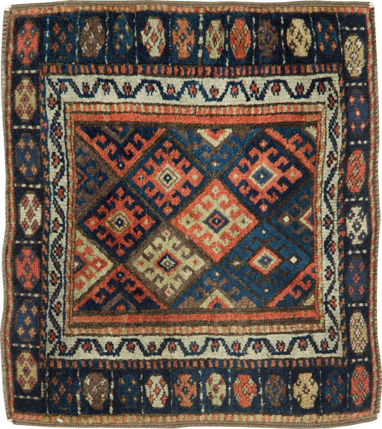 Antique Persian Jaff Kurd Square Throw Rug, No.26024 - Galerie Shabab