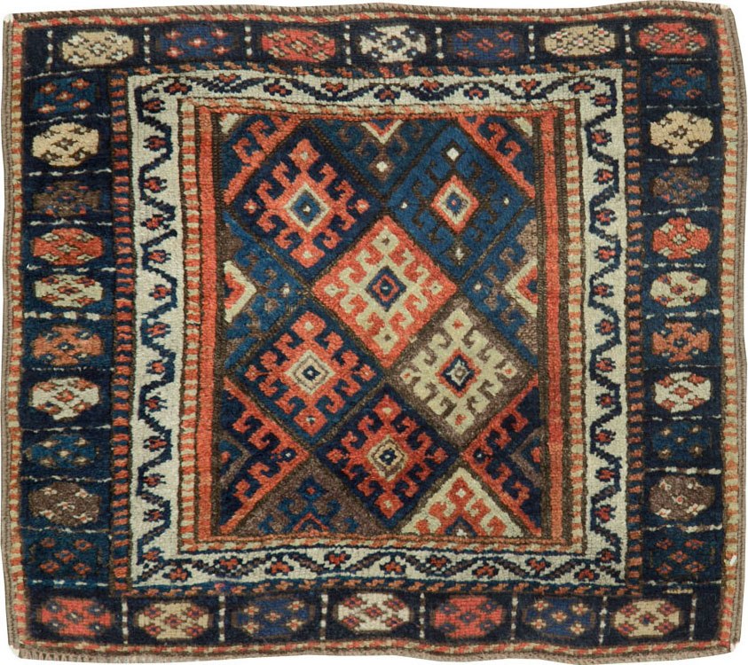 Antique Persian Jaff Kurd Square Throw Rug, No.26024 - Galerie Shabab
