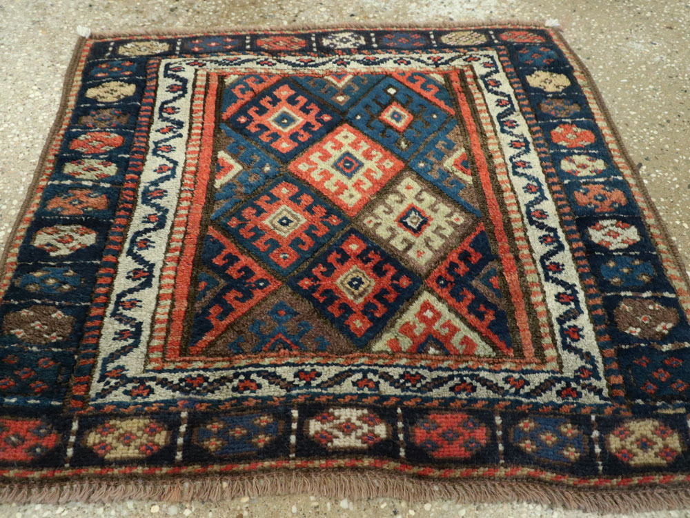 Antique Persian Jaff Kurd Square Throw Rug, No.26024 - Galerie Shabab