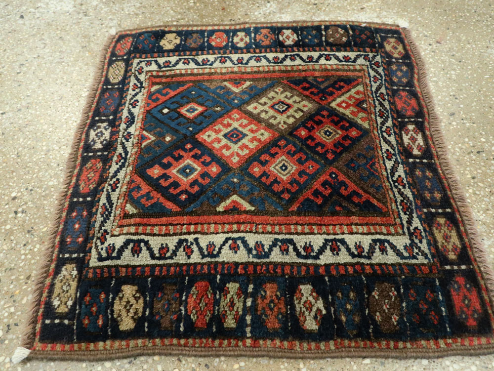 Antique Persian Jaff Kurd Square Throw Rug, No.26024 - Galerie Shabab