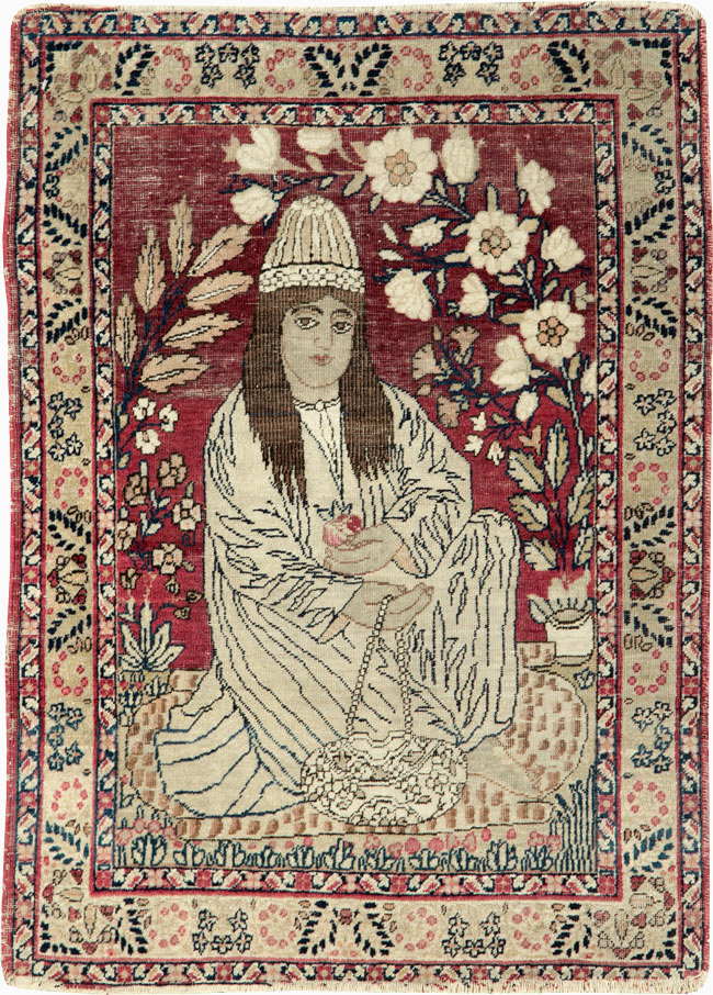 Antique Persian Pictorial Lavar Kerman Rug, No.26026 - Galerie Shabab