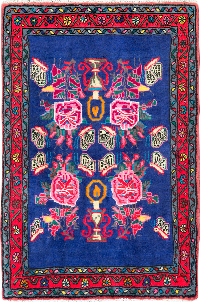 Vintage Persian Hamadan Throw Rug, No.26155 - Galerie Shabab