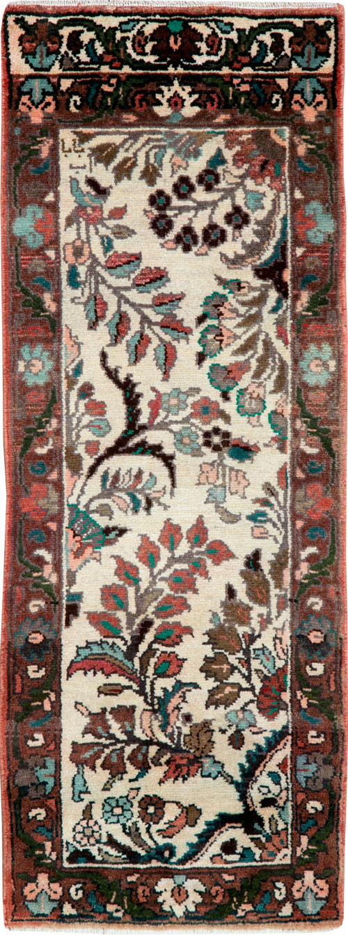 Vintage Persian Hamadan Pictorial Throw Rug, No.26220 - Galerie Shabab