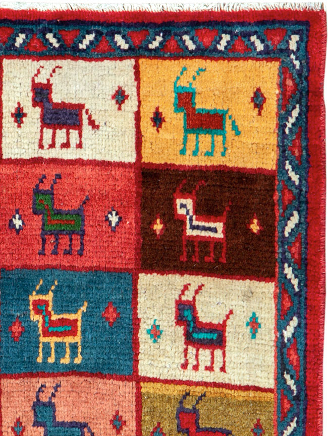 Vintage Persian Mahal Square Rug (Pair: 1 of 2), No.26292 - Galerie Shabab