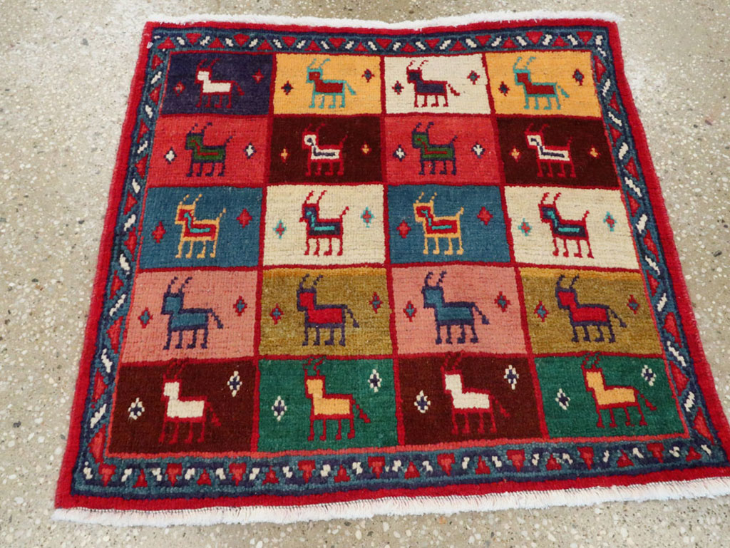 Vintage Persian Mahal Square Rug (Pair: 1 of 2), No.26292 - Galerie Shabab