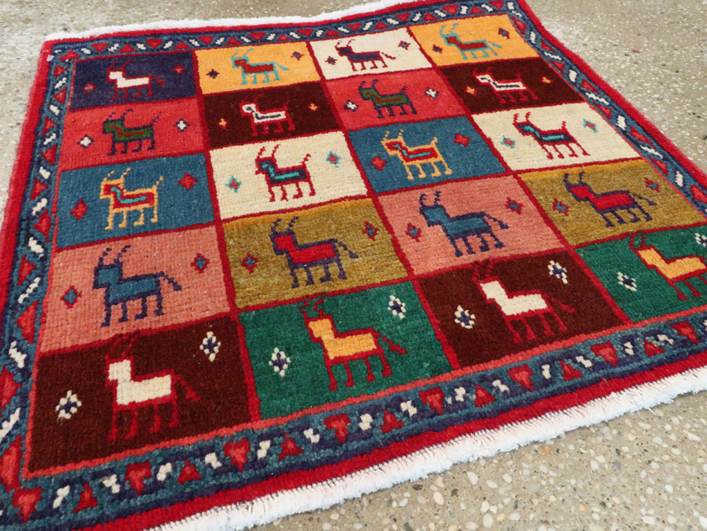 Vintage Persian Mahal Square Rug (Pair: 1 of 2), No.26292 - Galerie Shabab