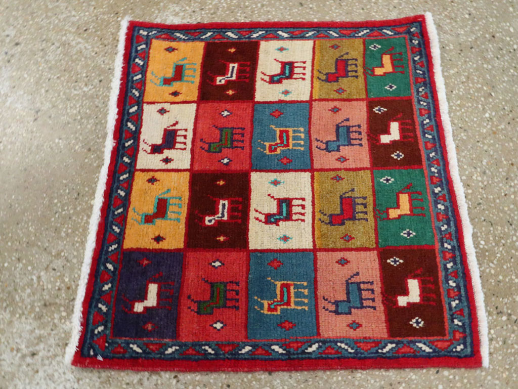 Vintage Persian Mahal Square Rug (Pair: 1 of 2), No.26292 - Galerie Shabab