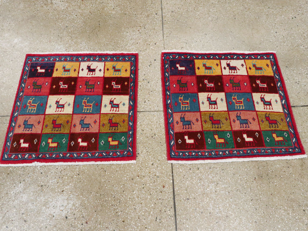 Vintage Persian Mahal Square Rug (Pair: 1 of 2), No.26292 - Galerie Shabab