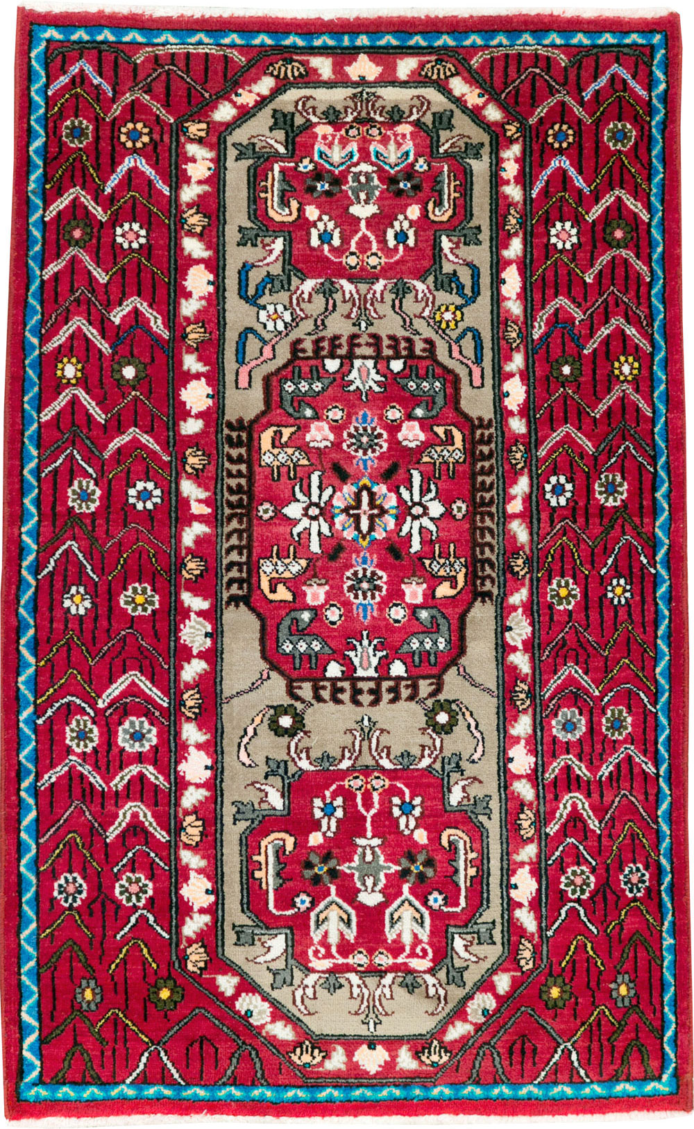 Vintage Persian Tabriz Throw Rug (Pair: 1 of 2), No.26315 - Galerie Shabab