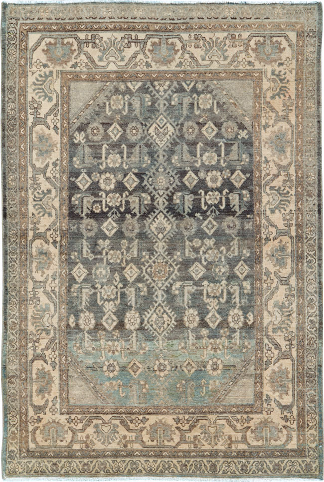 Vintage Persian Malayer Throw Rug, No.26417 - Galerie Shabab
